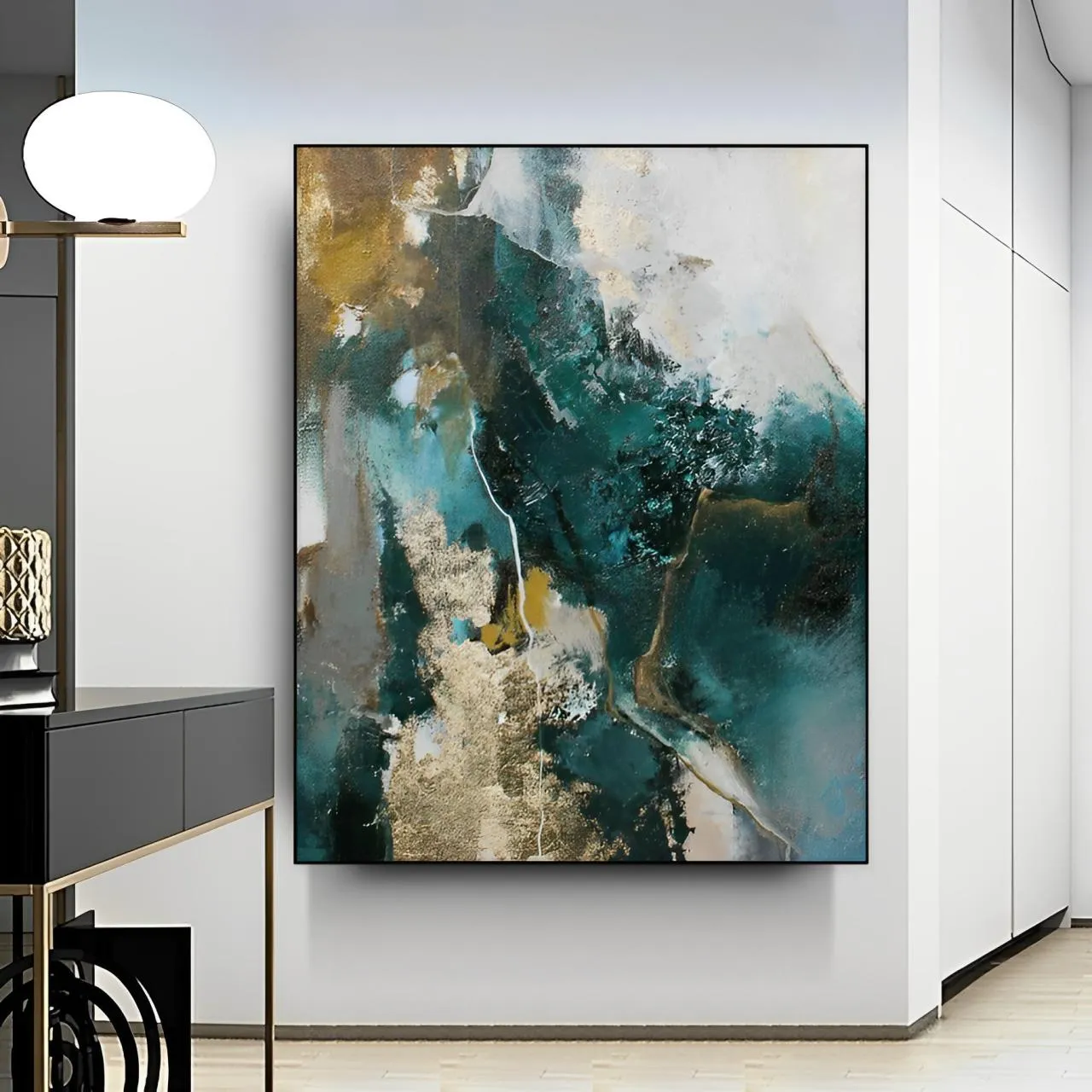 Abstract canvas schilderij met levendige kleuren - moderne kunst op doek