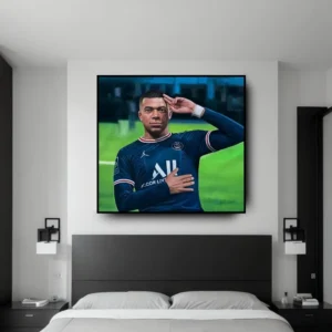 Dynamische Sportheld – Handgemaakt Olie Schilderij van een Sportman in Actie Handgemaakt olieverfschilderij "Dynamische Sportheld" van een krachtige sportman in actie met levendige kleuren